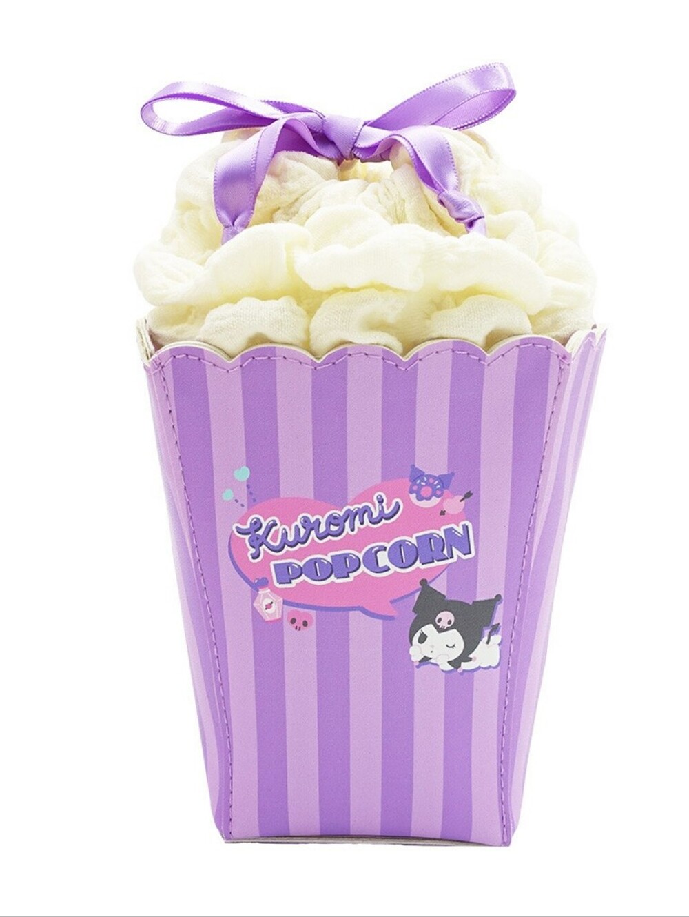Kuromi Popcorn Plush Pouch Sanrio Purple Kawaii NWT